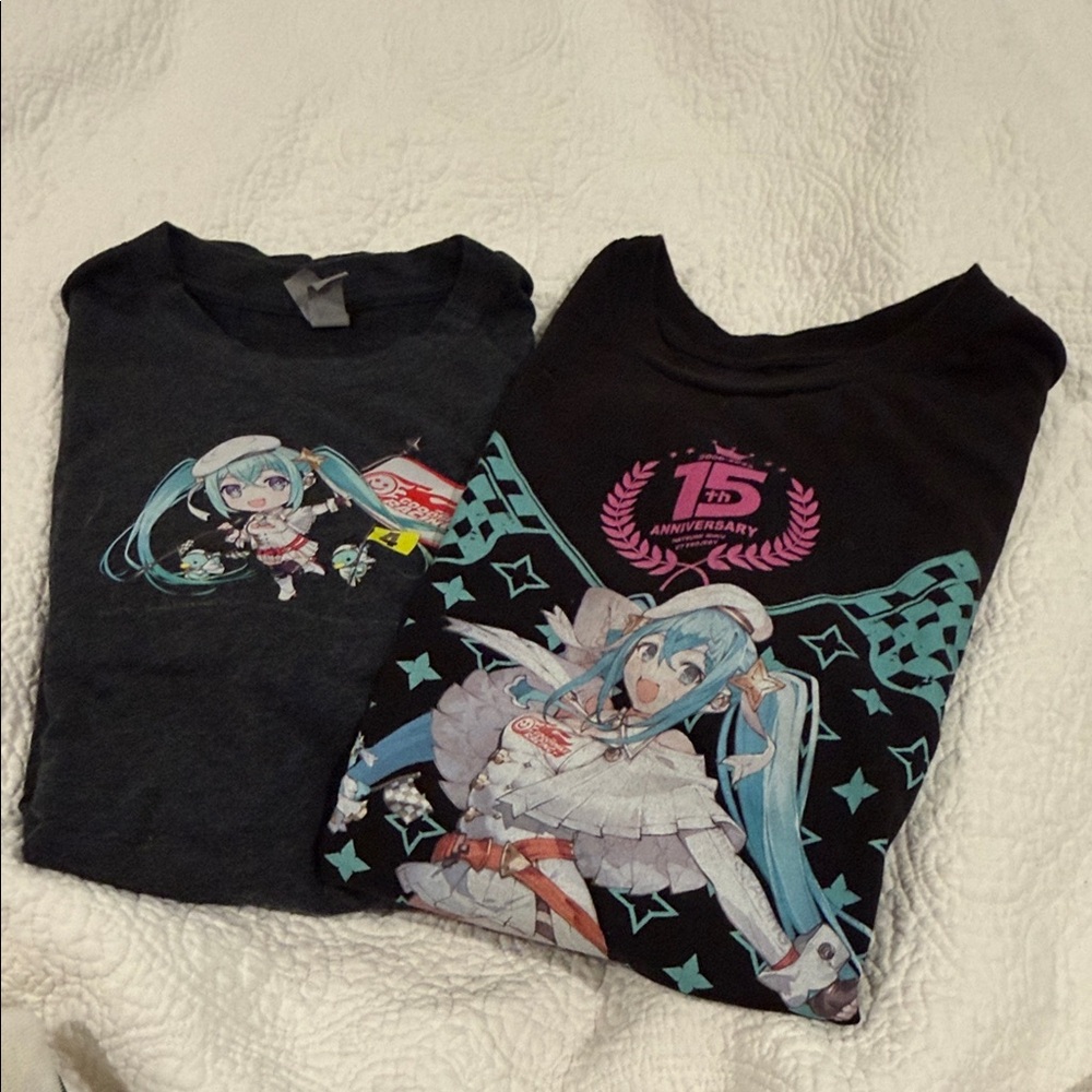 Two Hatsune Miku Anime Graphic T-Shirts Set